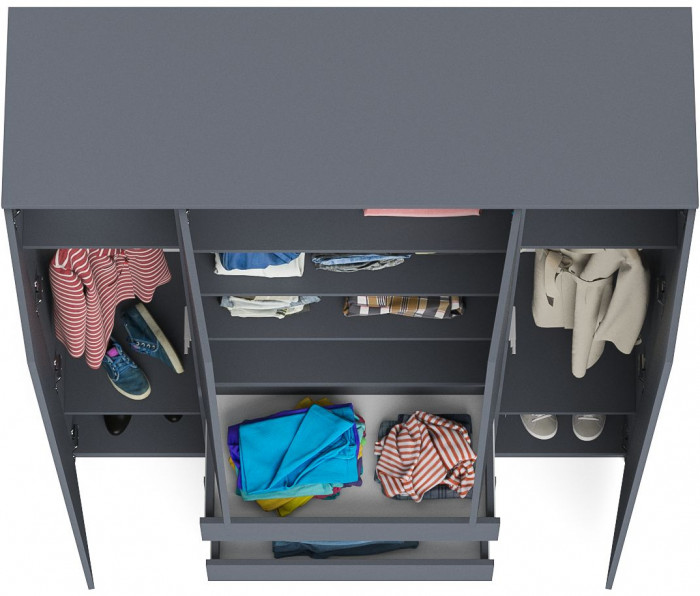 Мори Шкаф МШ1600.1, цвет графит, ШхГхВ 160,4х50,4х209,6 см.