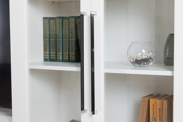 Валенсия Гостиная № 083, цвет ЛДСП белый шагрень/МДФ белый шагрень, ШхГхВ 350,3х38,3х225,2 см., универсальная сборка