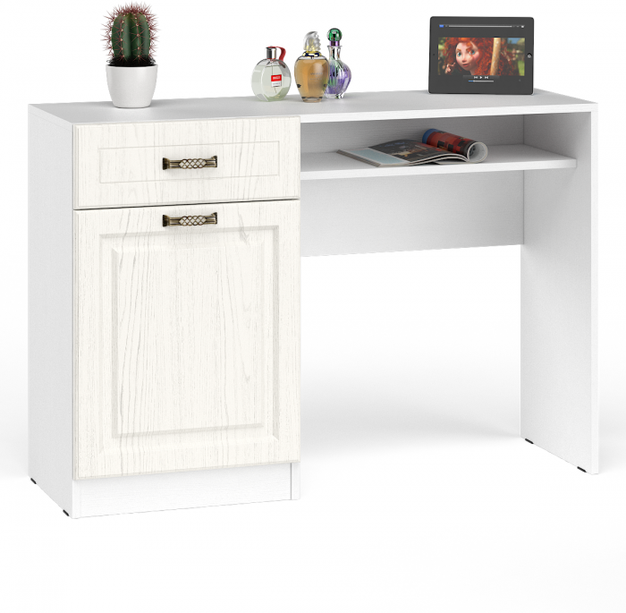 Ливерпуль Стол туалетный 12.46 + Полка 10.118, ясень ваниль/белый