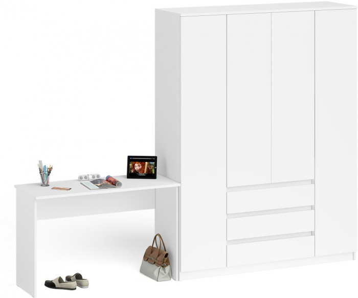 Мори письменный стол МСП1200.1 + Шкаф МШ1600.1, белый