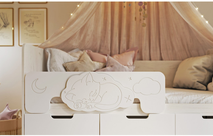 Юниор-4 Кровать 80х160 (Крафт белый, Шарли бриз)