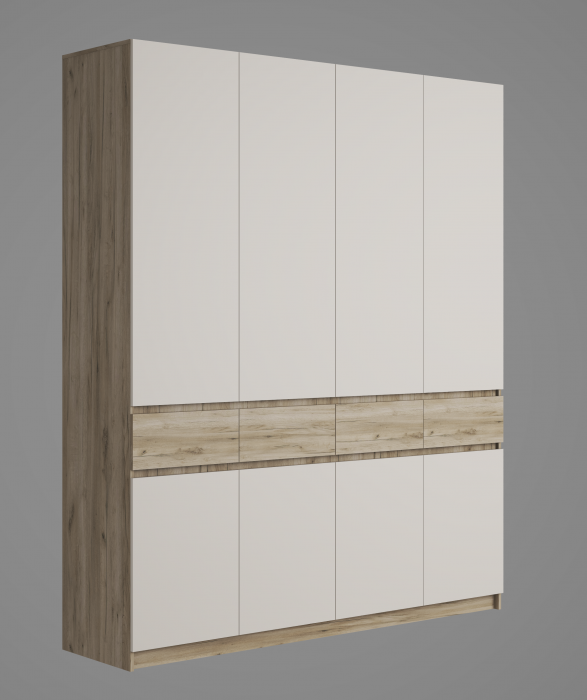 Шкаф Бостон ЛДСП ШК-004 четырехдверный, крафт серый/кашемир