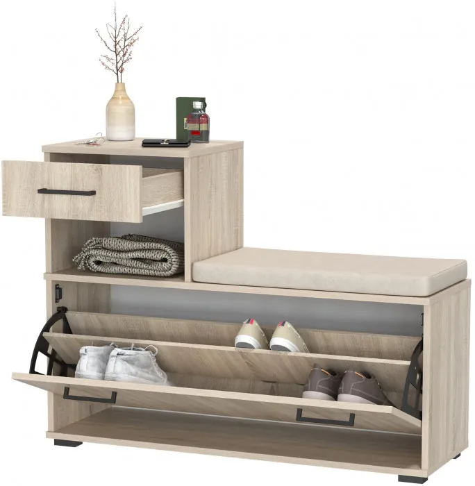 Лира ГК 2-0714дубсон Тумба под обувь, цвет дуб сонома, ШхГхВ 100х33х75,5 см., универсальная сборка