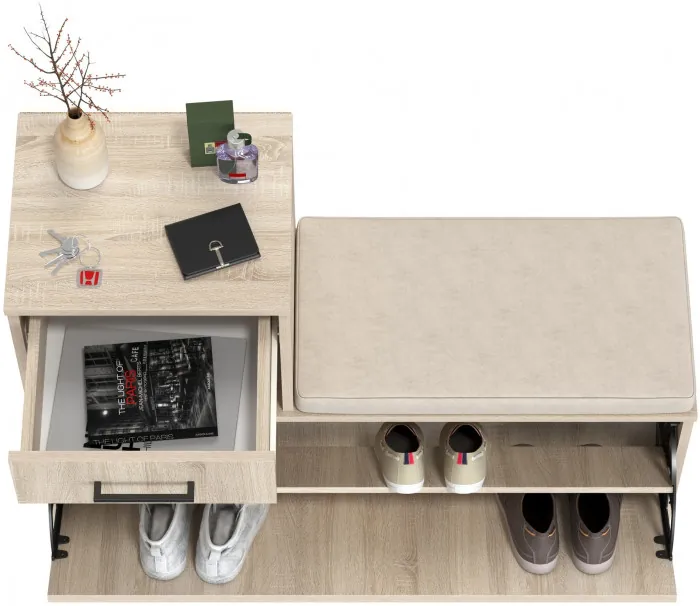 Лира ГК 2-0714дубсон Тумба под обувь, цвет дуб сонома, ШхГхВ 100х33х75,5 см., универсальная сборка