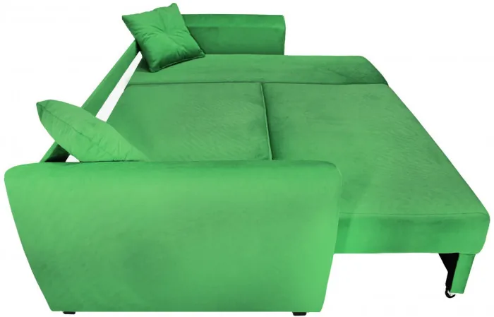 Диван-еврокнижка угловой Амстердам Люкс, 150х200, велюр зеленый
