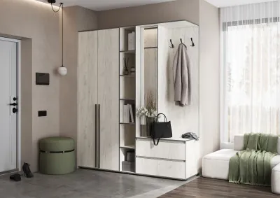 Норд Прихожая, композиция №3, Дуб крафт белый/Дуб крафт белый