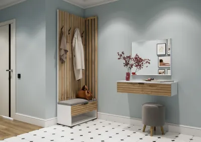 Прихожая Ома, набор №3, Белый/Дуб Тортуга, Симпл 27