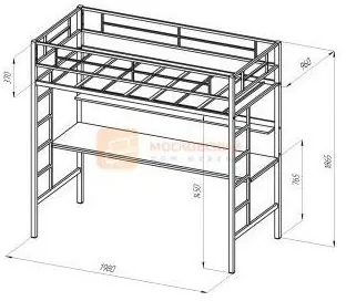 Кровать-чердак Севилья 1, черная