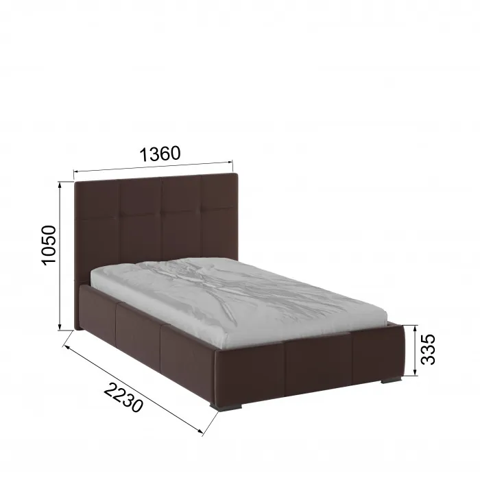 Рио Кровать интерьерная 120 коричневый квадрат, ПМ