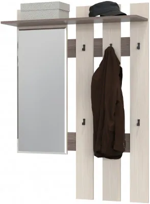 Лира ГК 2-3814бод.тем/св Вешалка с зеркалом, цвет бодега тёмный/бодега светлый, ШхГхВ 100х28х135 см., универсальная сборка