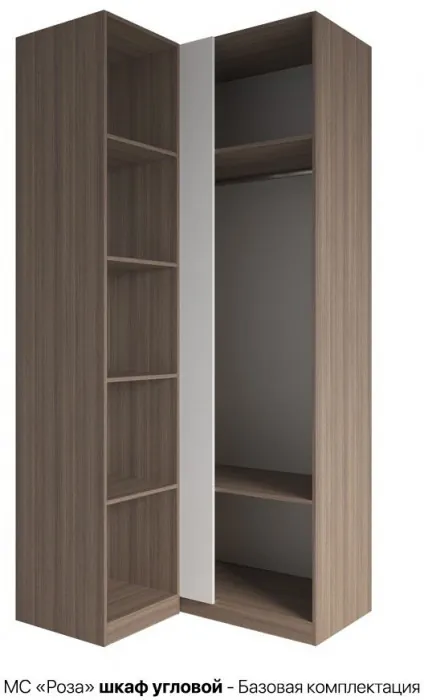 МС Роза Шкаф угловой Базовая комплектация, Ройс+ ручка скоба 2 шт., Орех Франклин карамель/Пудра скин