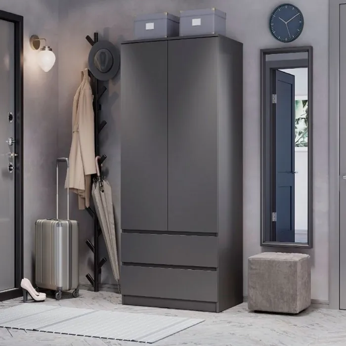 Симпл ШК-03 шкаф 2-х створчатый графит