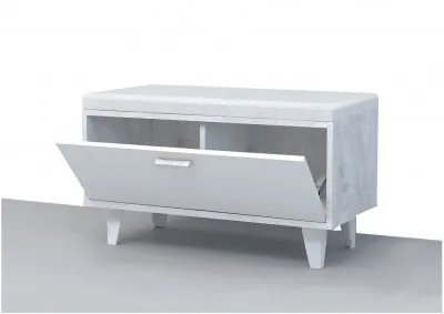 Эго Обувница ОБ-1 НГ (Глянец Белый/Бетон Светлый)