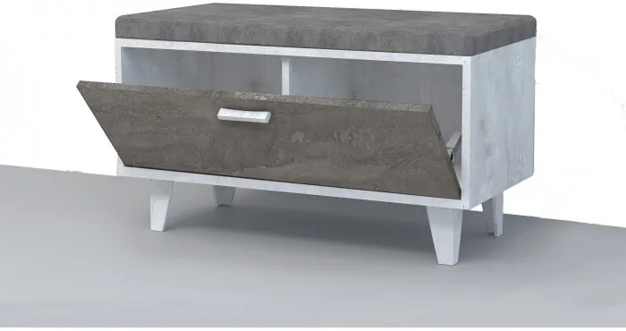 Эго Обувница ОБ-1 НГ (Глянец Белый/Бетон Светлый)