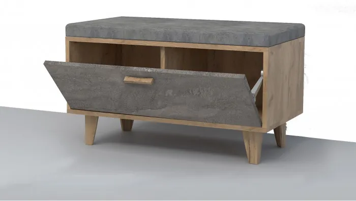 Эго Обувница ОБ-1 НГ (Глянец Белый/Бетон Светлый)