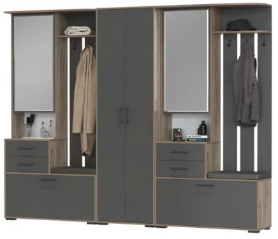 Прихожая Домино 3, дуб крафт табачный/графит