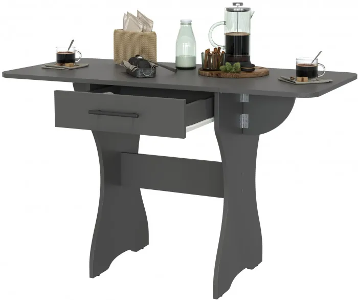 Стол обеденный раскладной с ящиком 6-02.120ТМграф, графит