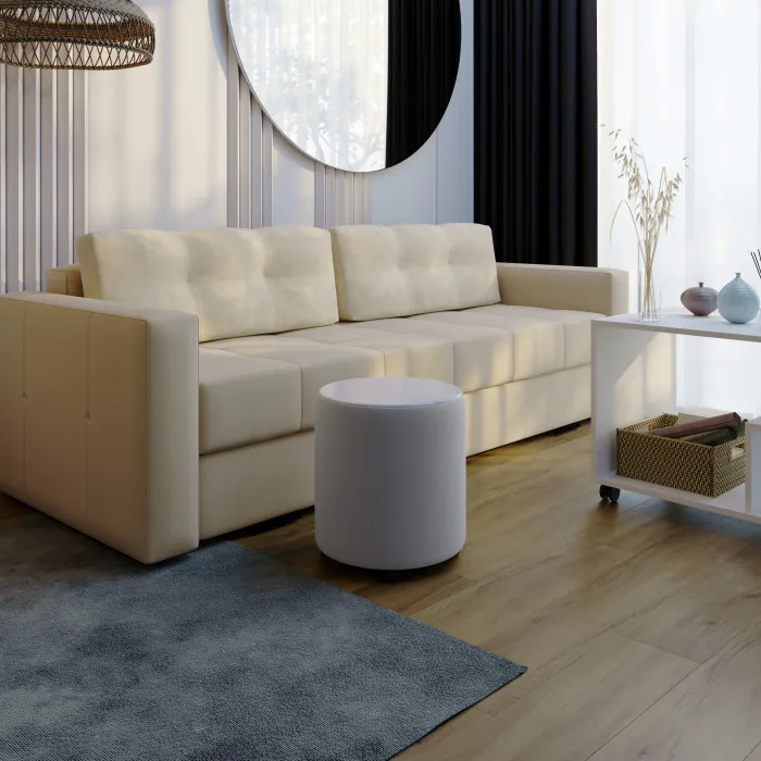 Пуф Пай, светло-серый/мдф холст белый