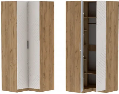 Шкаф угловой "Иннэс-7" - Крафт золотой/Тирамису матовый