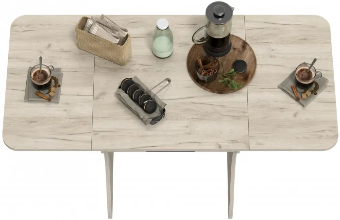 Стол обеденный раскладной с ящиком 6-02.120ТМдкс, дуб крафт серый