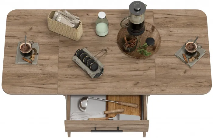 Стол обеденный раскладной с ящиком 6-02.120ТМдкт, дуб крафт табачный