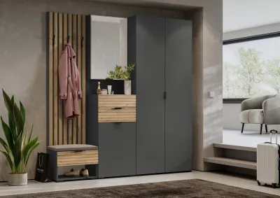 Модульная Прихожая Ома, набор №6, Графит/Дуб Тортуга, Симпл 27