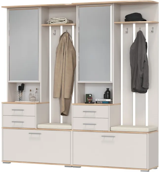 Два шкафа с вешалкой Домино 2-3431дкз/к.с, цвет дуб крафт золотой/кашемир серый, ШхГхВ 200х36х202 см., универсальная сборка