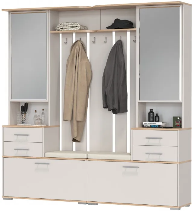 Два шкафа с вешалкой Домино 2-3431дкз/к.с, цвет дуб крафт золотой/кашемир серый, ШхГхВ 200х36х202 см., универсальная сборка