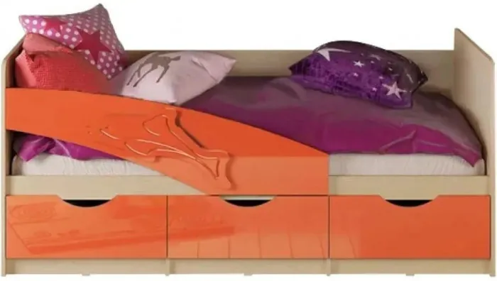 Детская кровать Дельфин 80х160 (Крафт белый, Шарли бриз)