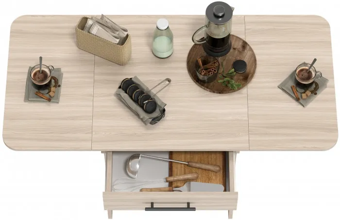 Стол обеденный раскладной с ящиком 6-02.120ТМяс.св, ясень шимо светлый