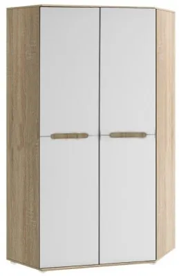 Ким Шкаф угловой универсальный (Дуб Сонома, Белый глянец)