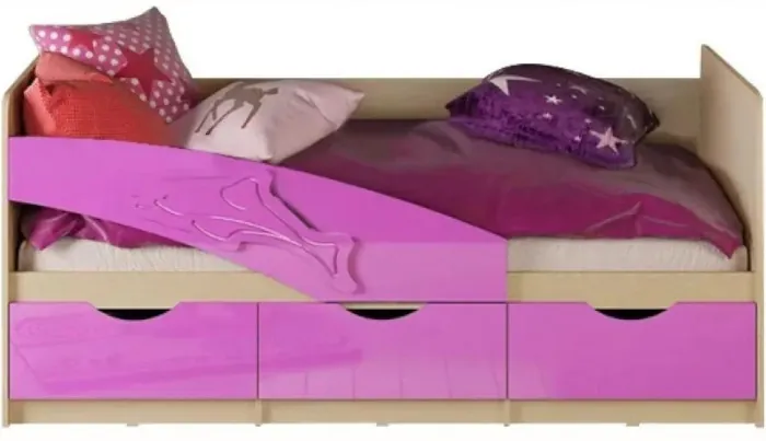 Детская кровать Дельфин 80х180 (Шарли бриз, Крафт белый)