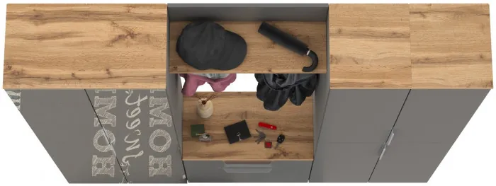 Октава Прихожая 29, серый графит/дуб крафт золотой/фасады МДФ серый графит