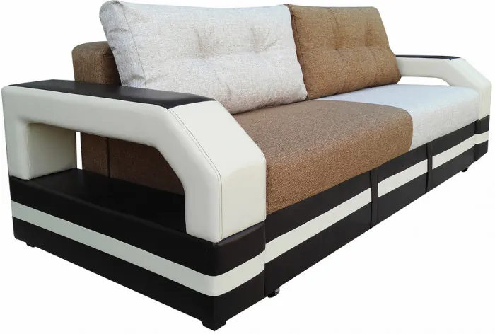 Диван-еврокнижка Манчестер 160х200, с подсветкой, велюр/экокожа комби