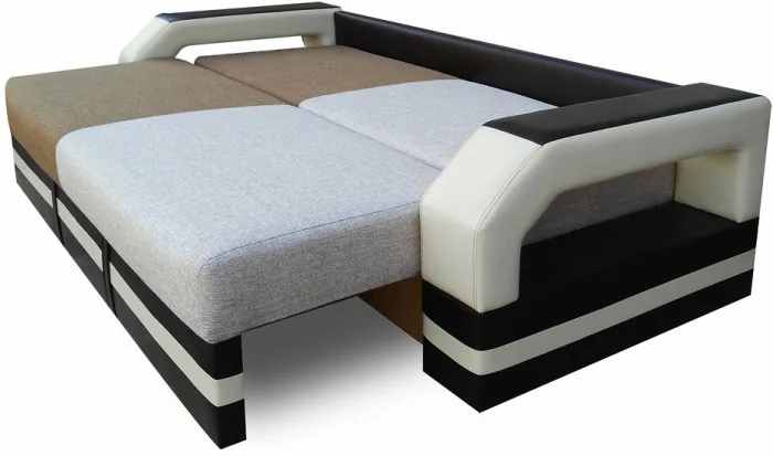 Диван-еврокнижка Манчестер 160х200, с подсветкой, велюр/экокожа комби