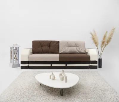 Диван-еврокнижка Манчестер 160х200, с подсветкой, велюр/экокожа комби