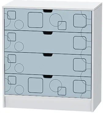 Детский Комод Бриз МДФ, Белый/Антарктида (Квадрат)