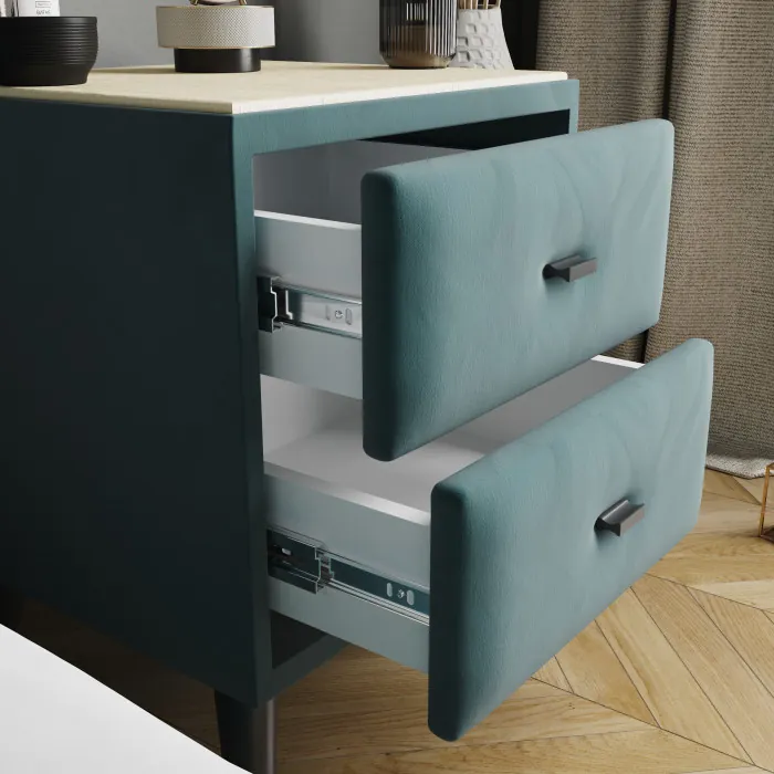 Тумба прикроватная интерьерная Пай бирюза/мдф клен кремовый