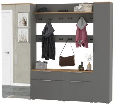 Октава Прихожая 33, серый графит/дуб крафт золотой/фасады МДФ серый графит