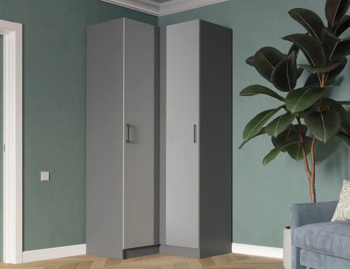 Шкаф угловой Вегас, Графит серый/Камень серый