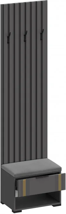 Эмэ Вешалка-Прихожая с тумбой В-3905, Графит/Графит, Золото