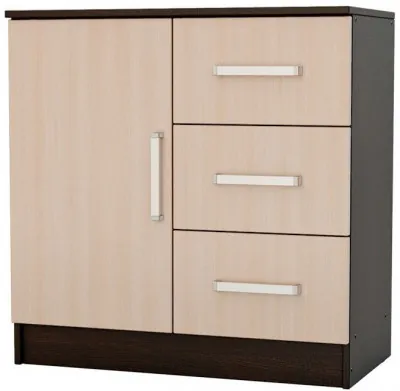 Комод 3 ящика 1 дверь (Венге / дуб беленый)