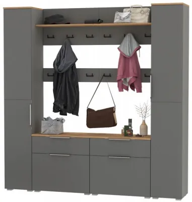 Октава Прихожая 35, серый графит/дуб крафт золотой/фасады МДФ серый графит