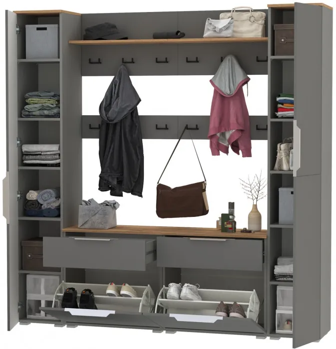 Октава Прихожая 35, серый графит/дуб крафт золотой/фасады МДФ серый графит