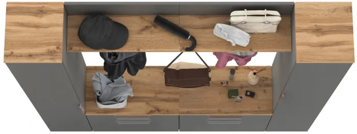 Октава Прихожая 35, серый графит/дуб крафт золотой/фасады МДФ серый графит