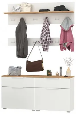 Октава Прихожая 07, белый шагрень/дуб крафт золотой/фасады МДФ белый шагрень