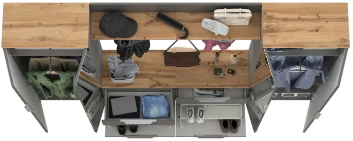 Октава Прихожая 36, серый графит/дуб крафт золотой/фасады МДФ серый графит