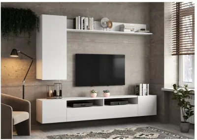 Стенка ТВ Соло-16 МДФ белый глянец (Белый / Белый глянец)