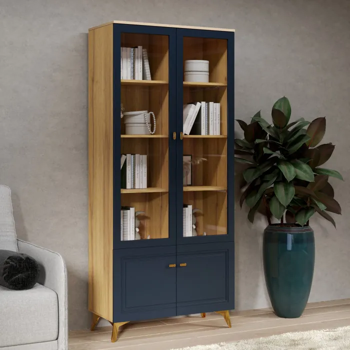 Шкаф-витрина 2-х дверная Вега Сапфир