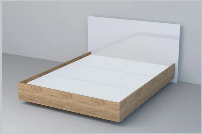 Кровать 1,4 арт.031 (ЛДСП) ЛН. (Дуб Крафт Золотой/Камень Темный)